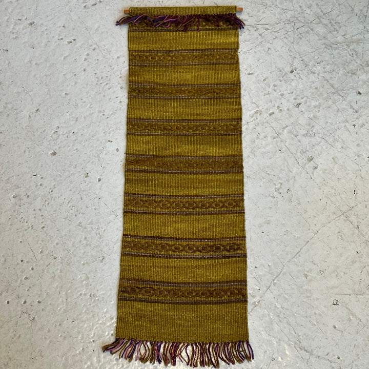 1970s Japanese Green/Purple Wool Wall Tapestry