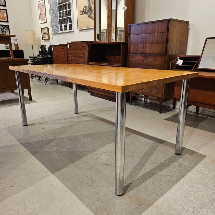 Butcher Block Table on Chrome Legs