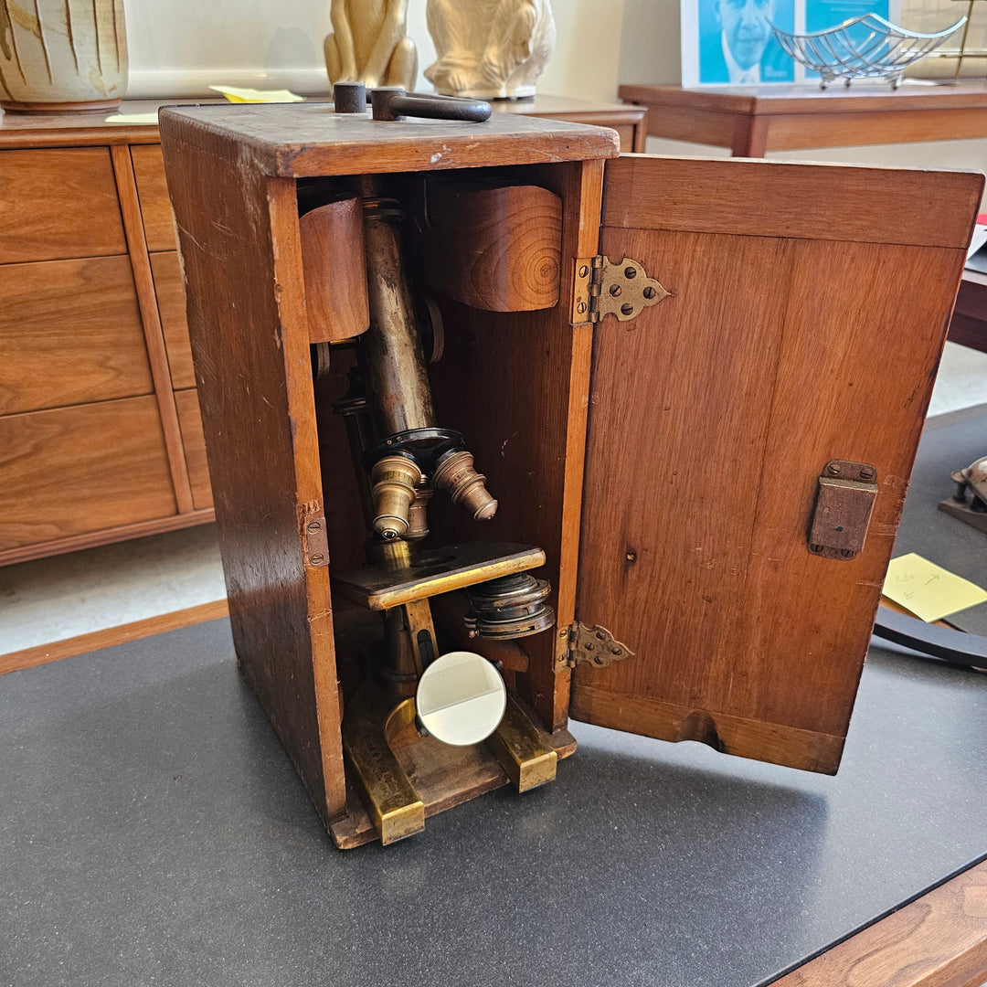 Antique Brass Microscope w/ Carrying Case