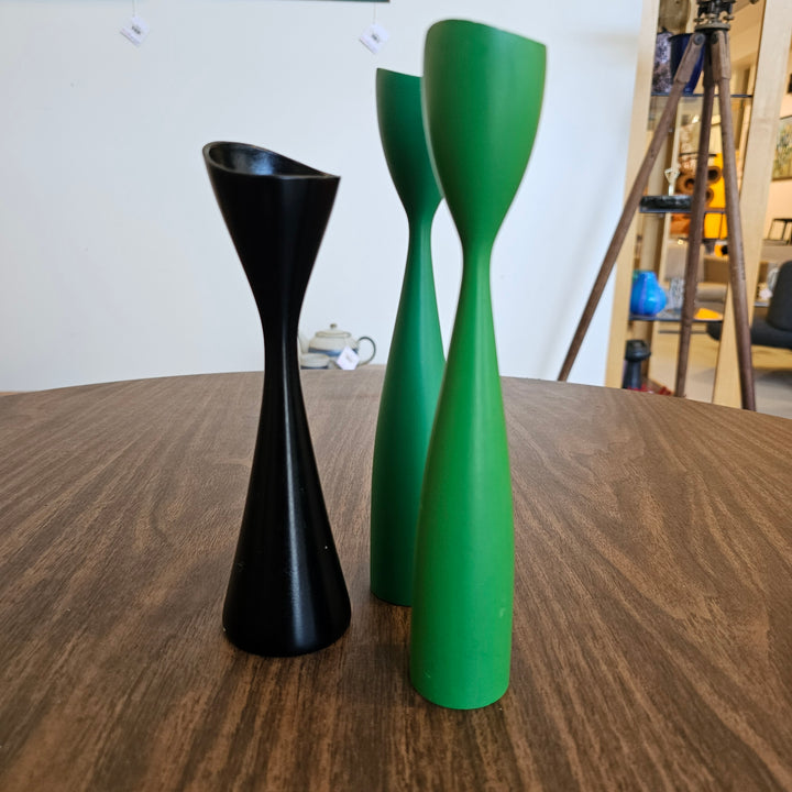 (3) Mid Century Tulip Candlesticks