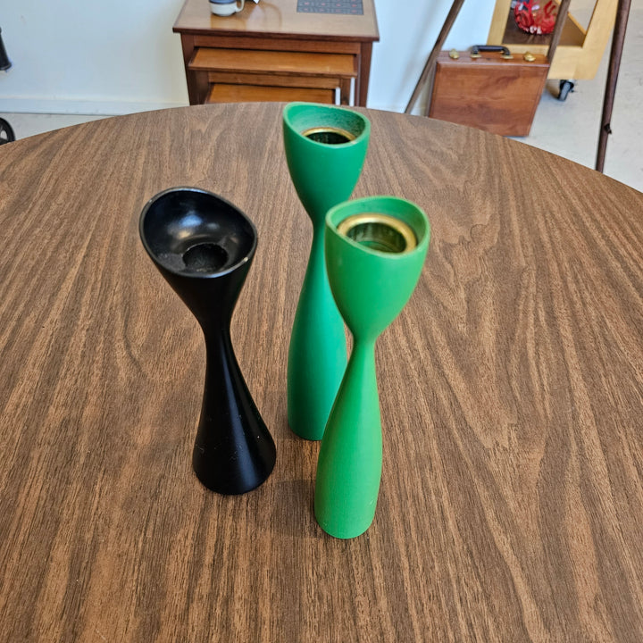 (3) Mid Century Tulip Candlesticks