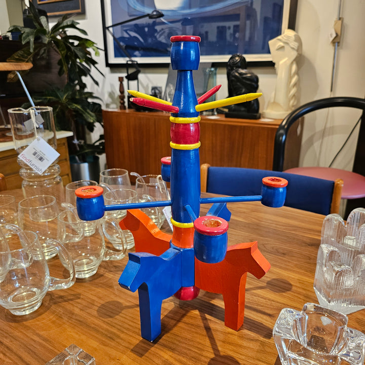 Large Swedish Dala Horse Candelabra