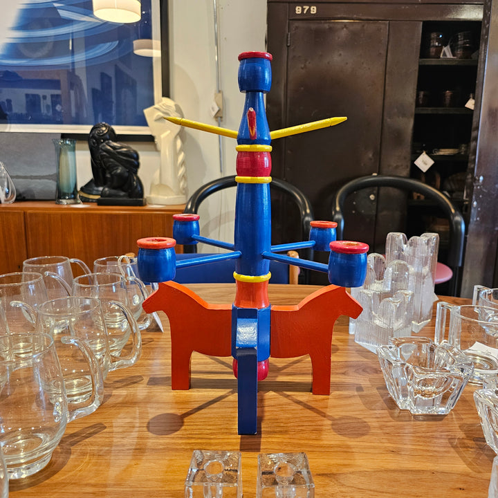 Large Swedish Dala Horse Candelabra