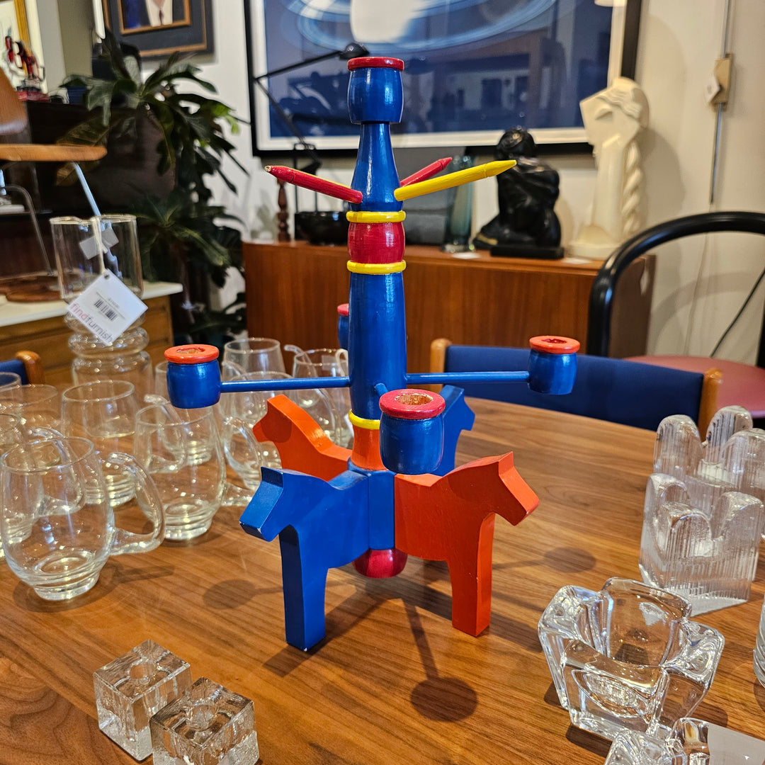 Large Swedish Dala Horse Candelabra