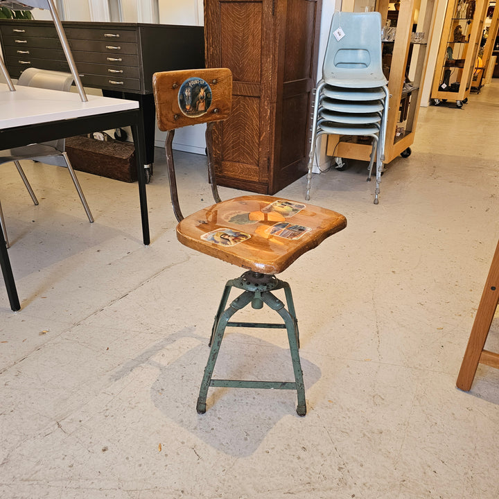 Industrial Decoupaged Stool