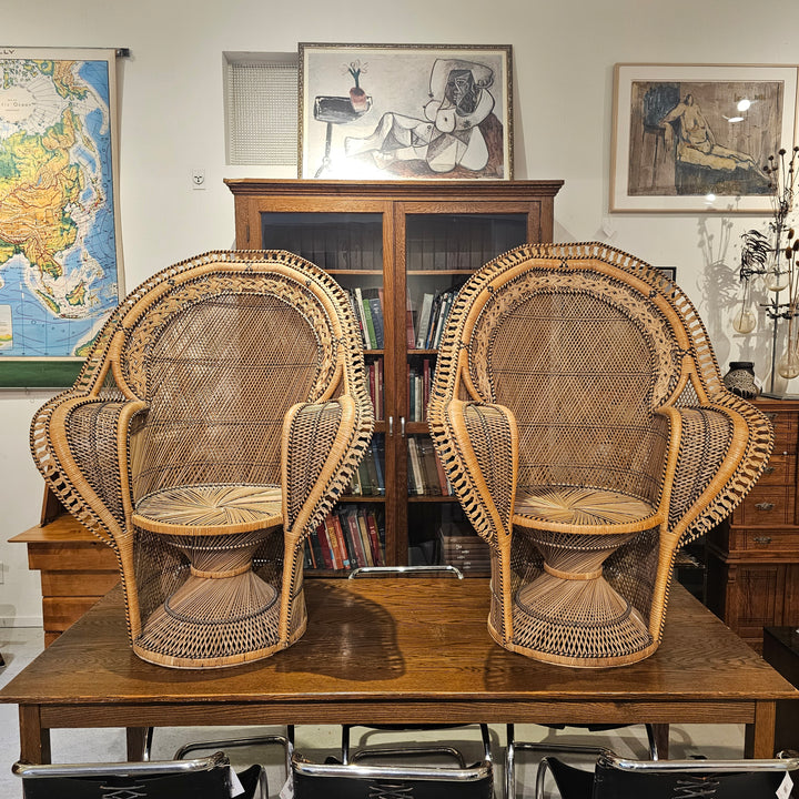Oversized 1970's Peacock Wicker Chair