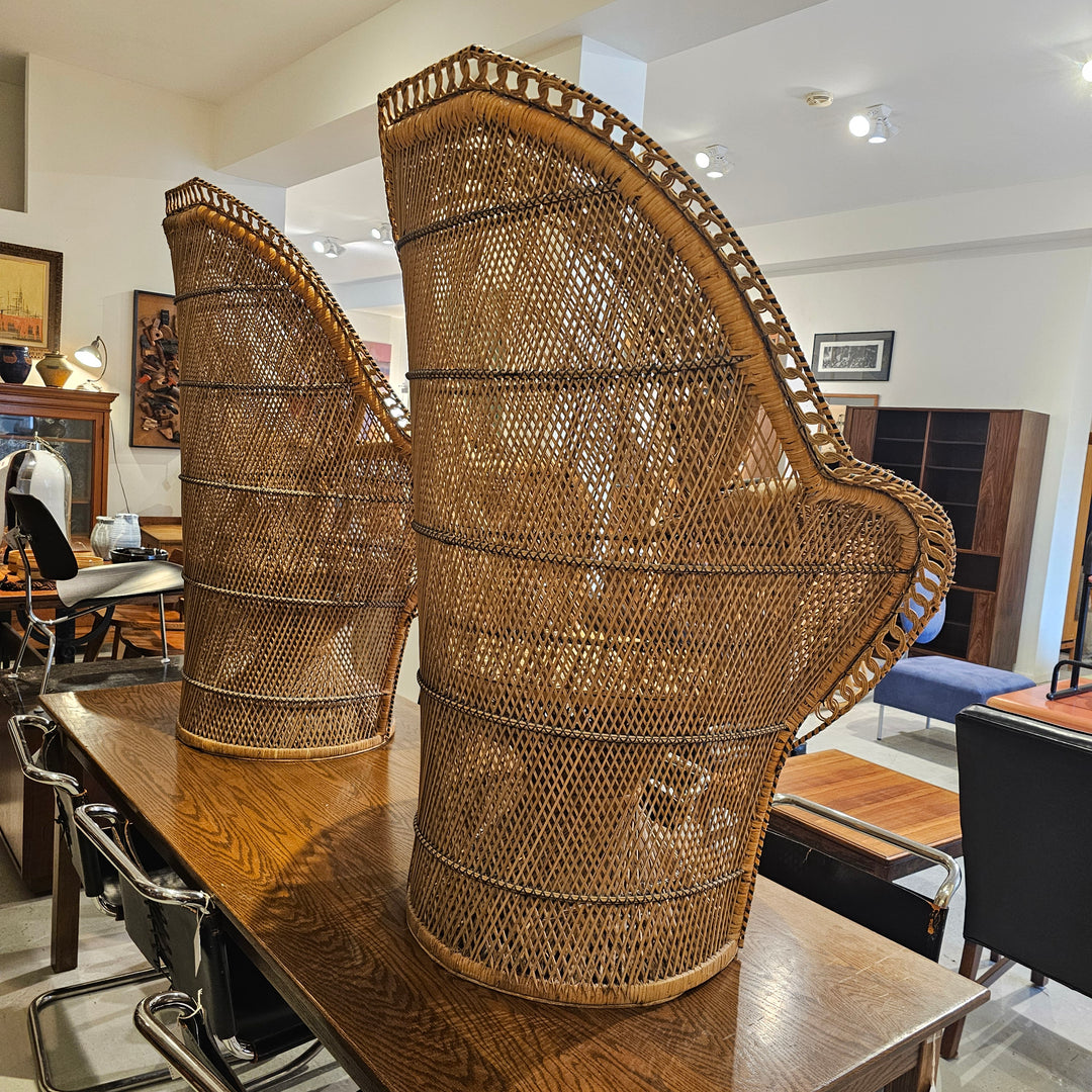 Oversized 1970's Peacock Wicker Chair