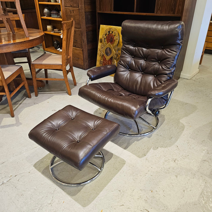 1970's Ekorness Stressless Lounger & Ottoman