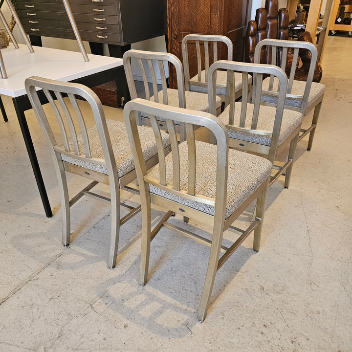 (6) Goodform Aluminum Navy Dining Chairs