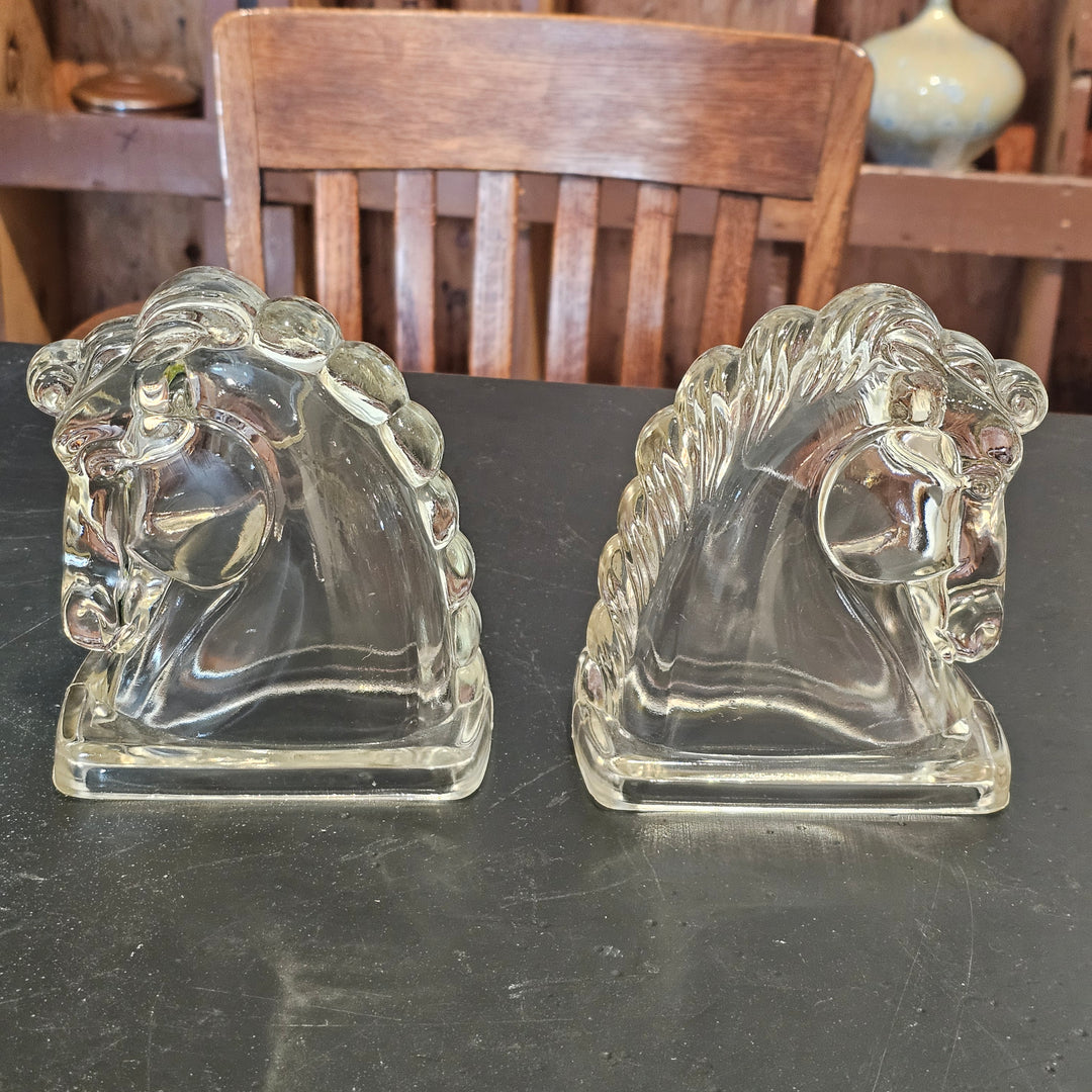 Pair of Federal Glass Horsehead Bookends