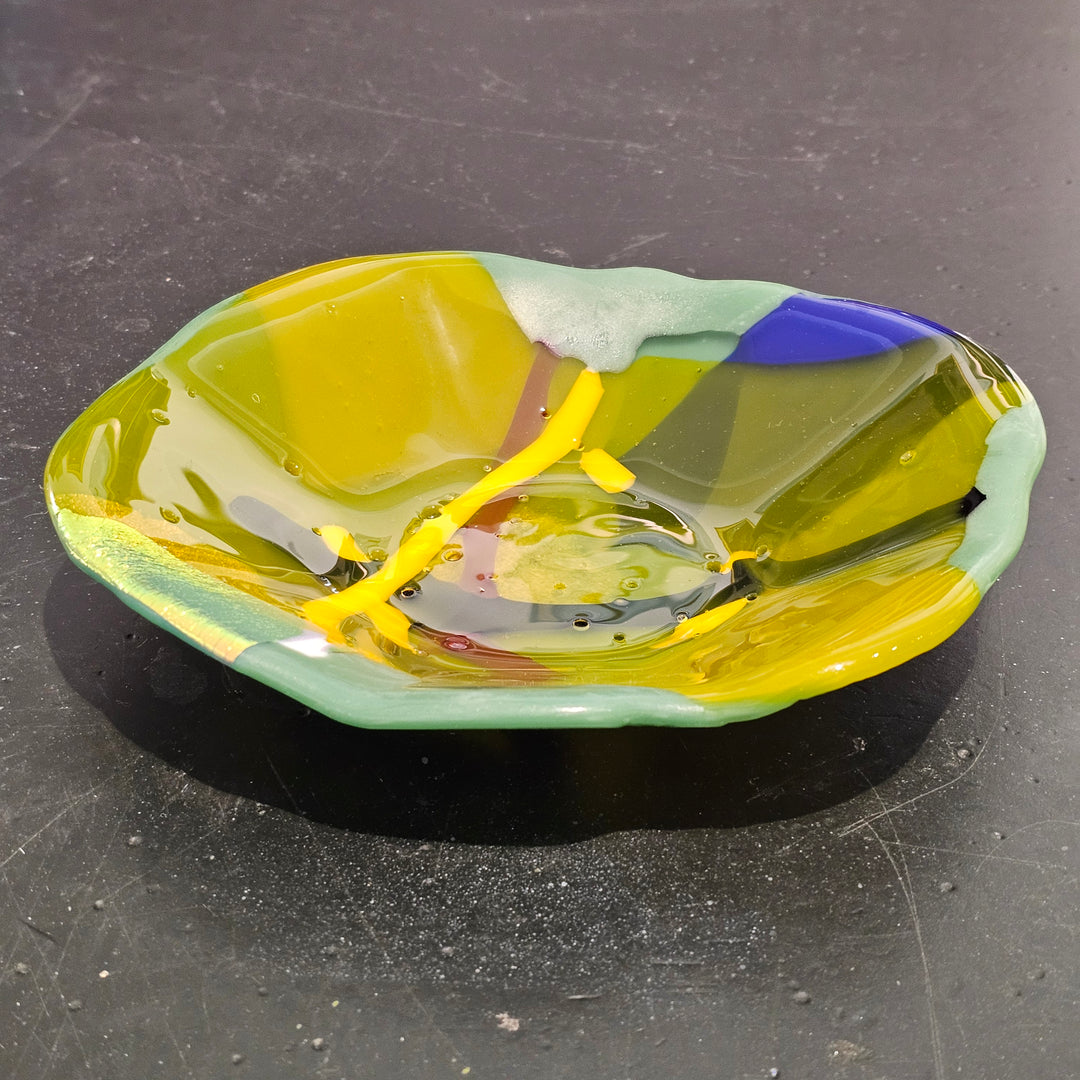 Handmade Multi Colored Small Art Glass Bowl