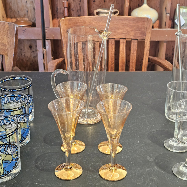 6pc Dorothy Thorpe Gold Splatter Cocktail Set