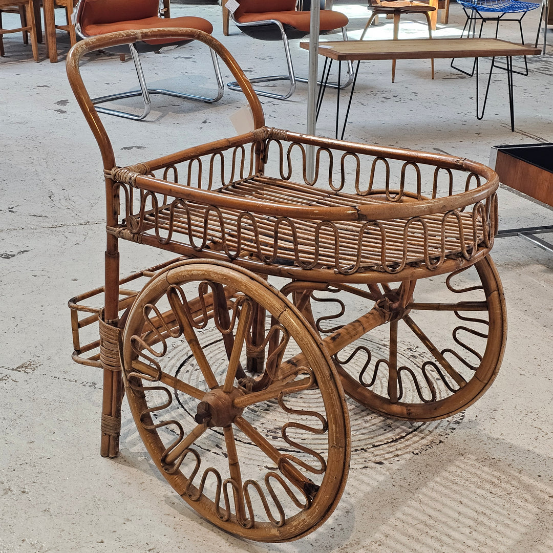 1950's Bamboo Bar Cart