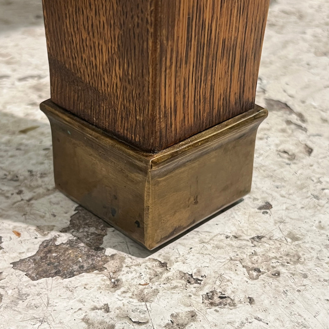 Antique Oak Library Table w/Brass Feet