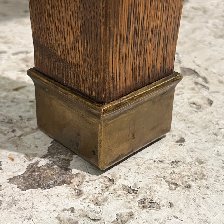 Antique Oak Library Table w/Brass Feet