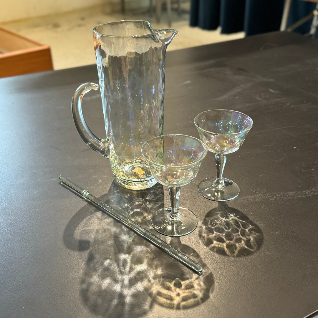 4 pc W Va Glass Iridescent Cocktail Set