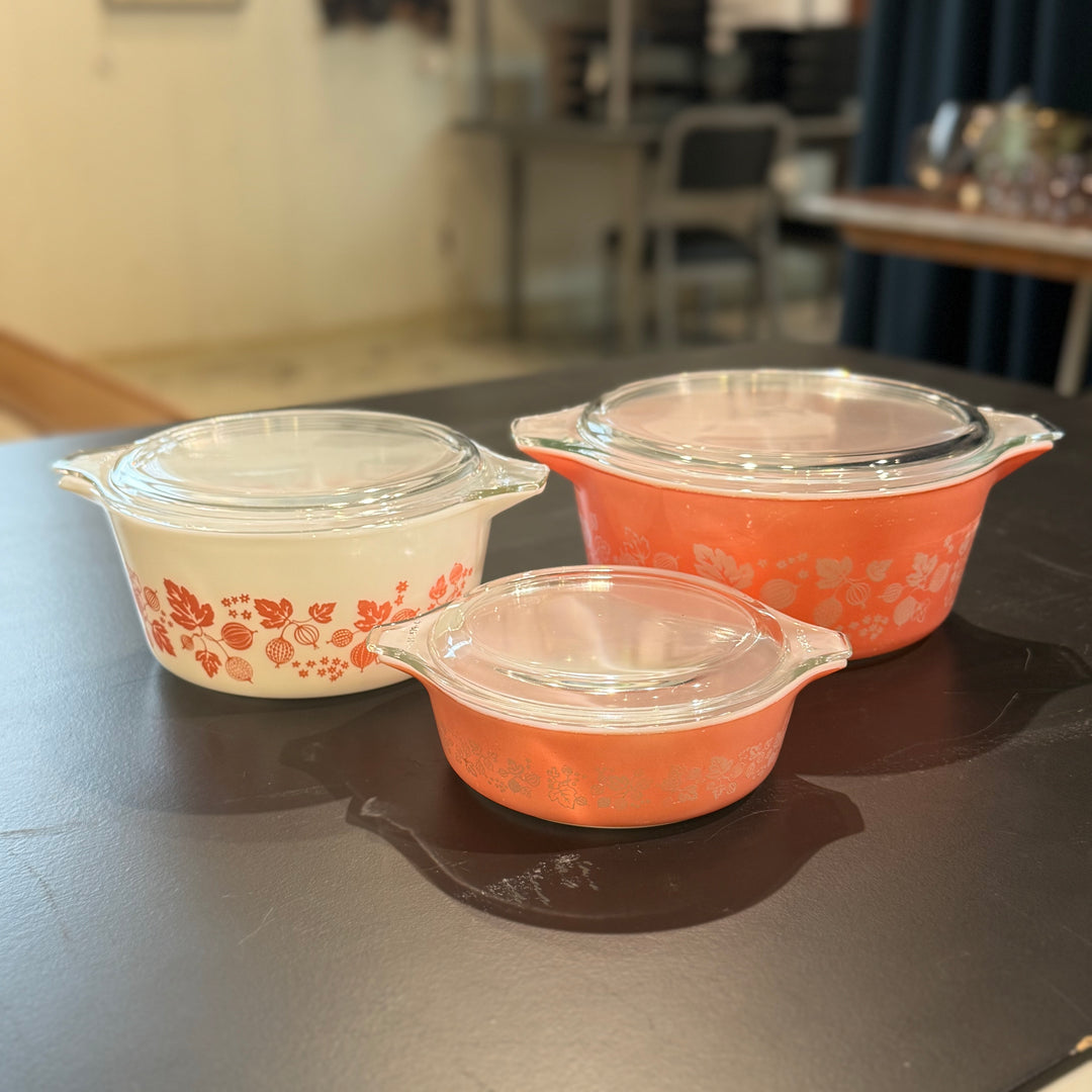 6 pc Pyrex Pink Gooseberry Casserole Set