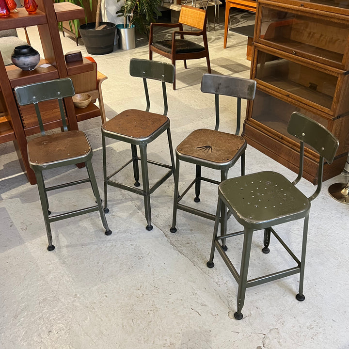 Lyon Industrial Metal Stool w/Backrest (Dark Green)