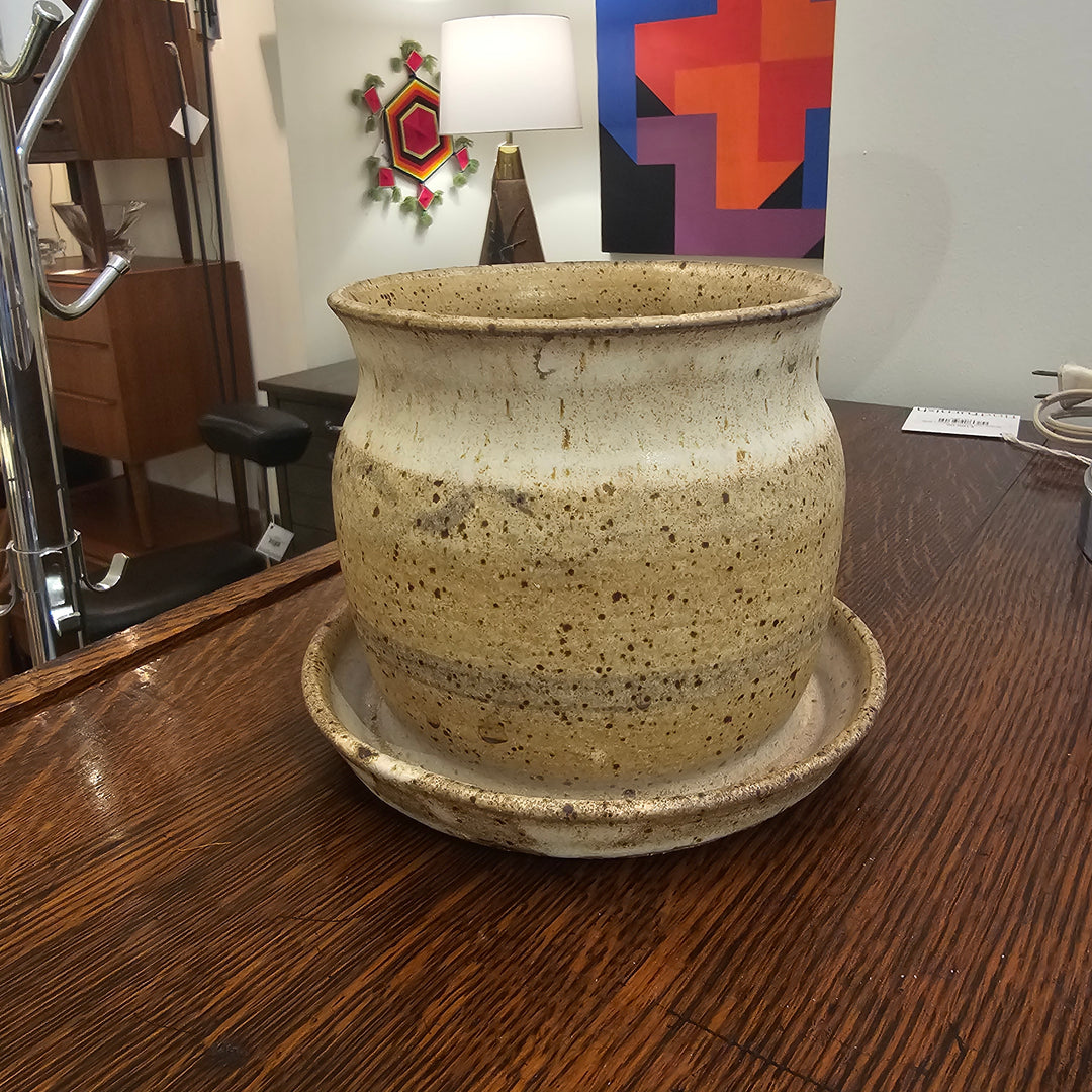 Studio Pottery Planter w/ Drip Tray